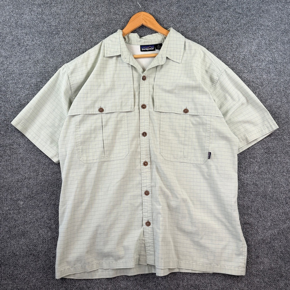 Vintage Patagonia Island Hopper Shirt Mens XL Mint Green Fly Fishing Vented 90s